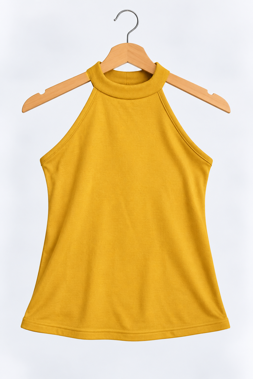 Ribbed Halter Neck Top Mustard