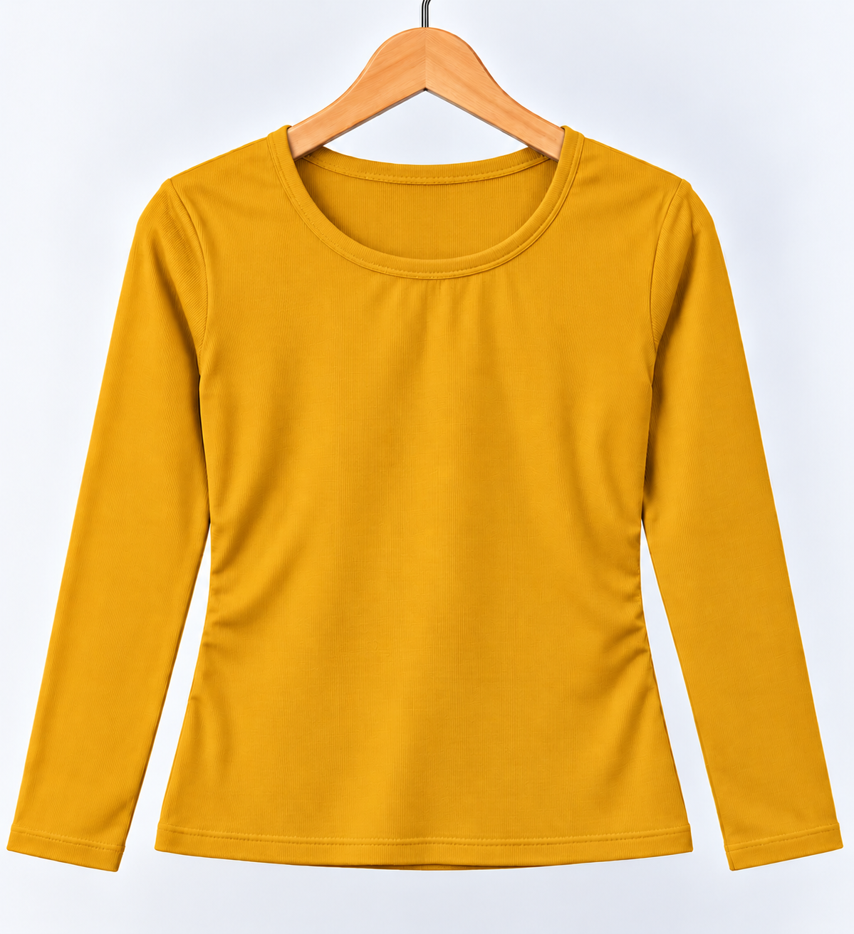 Ribbed Full Sleeve Top Mustard