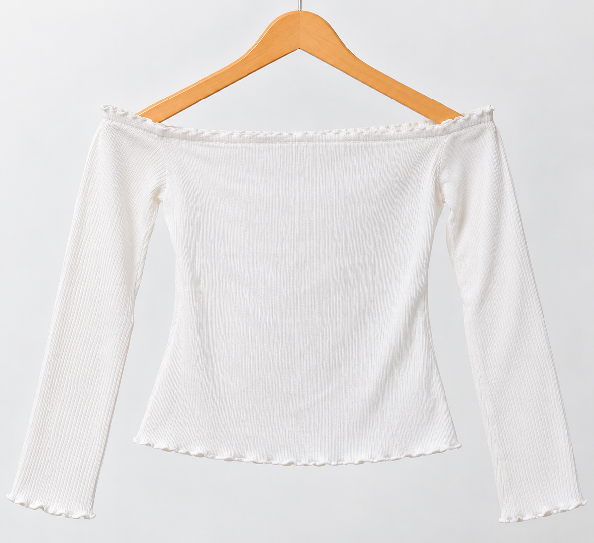 Off-Shoulder Full Sleeve Top White