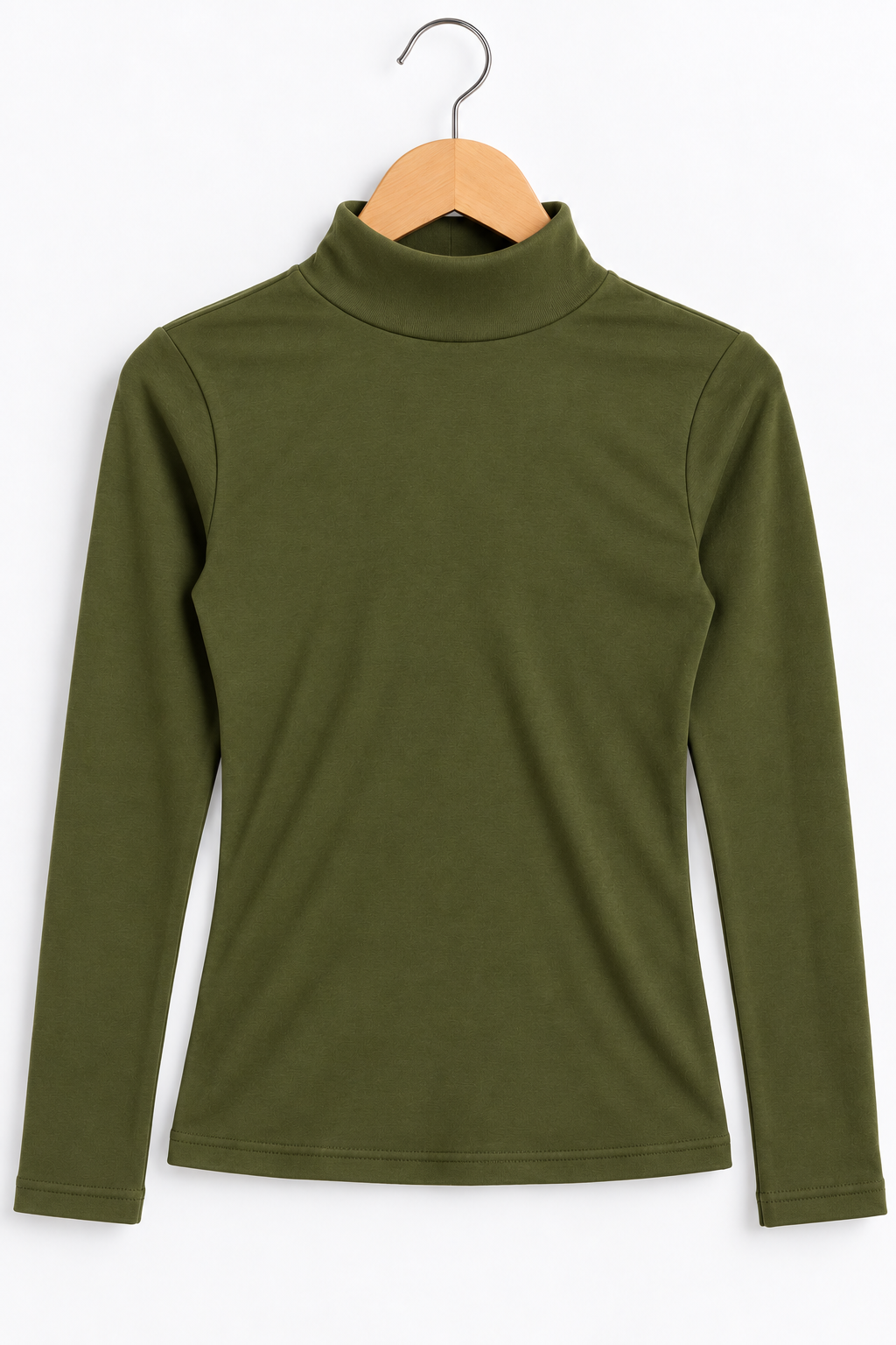 Mock Neck Full Sleeve Top Olive Green