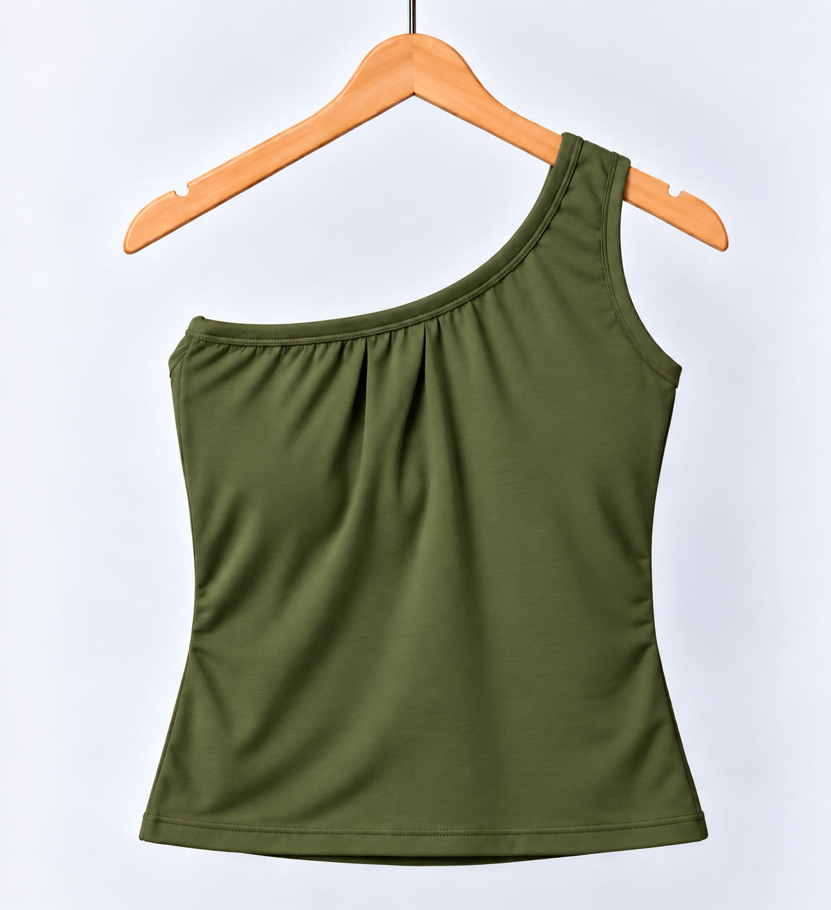 One Shoulder Sleeveless Top Olive Green