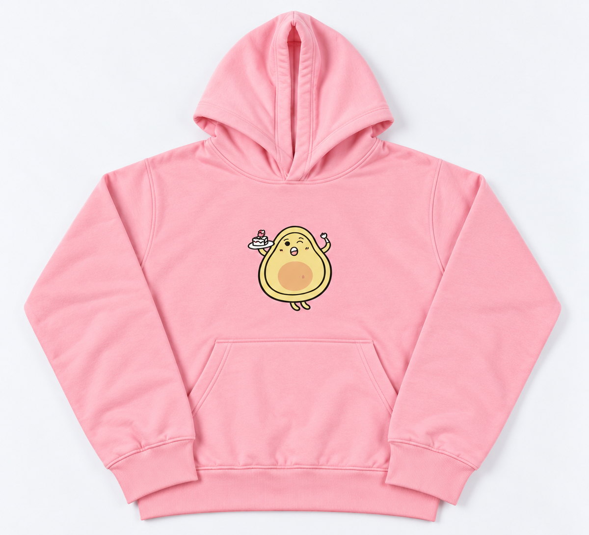 Dancing Avocado Printed Cropped Hoodie Pink