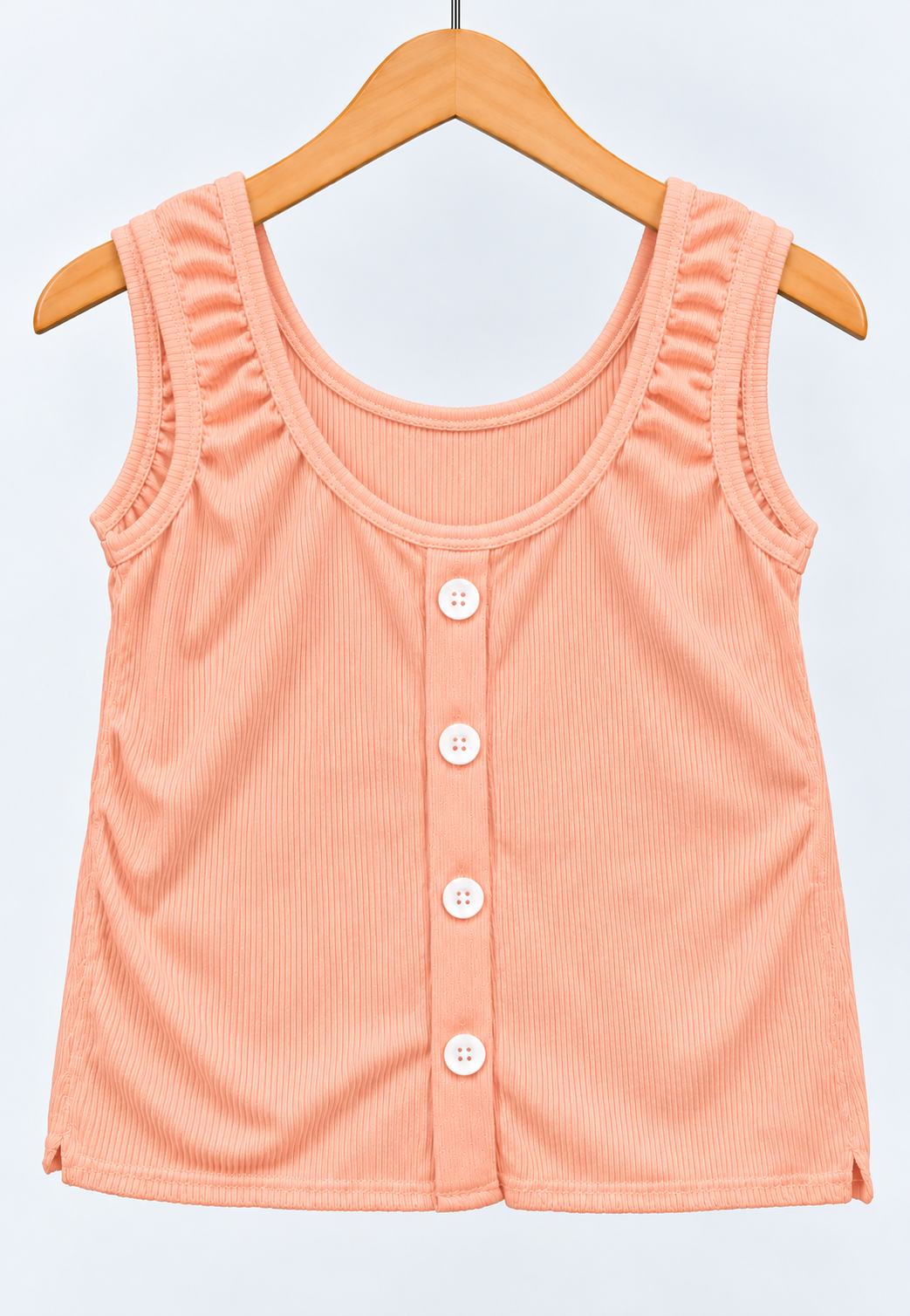 Ribbed Four-Button Tank Top Peach