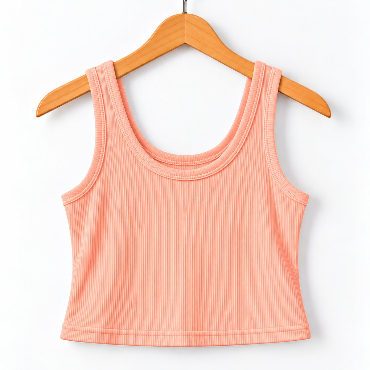 Ribbed Sleeveless Crop Tank Top Peach