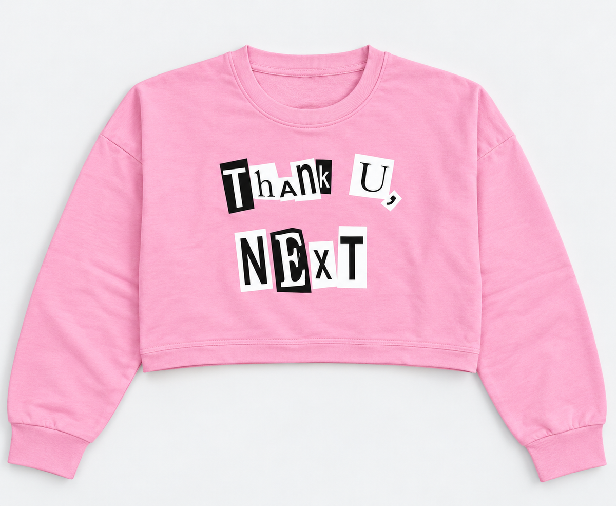“Thank U, Next” Cropped Sweatshirt Pink