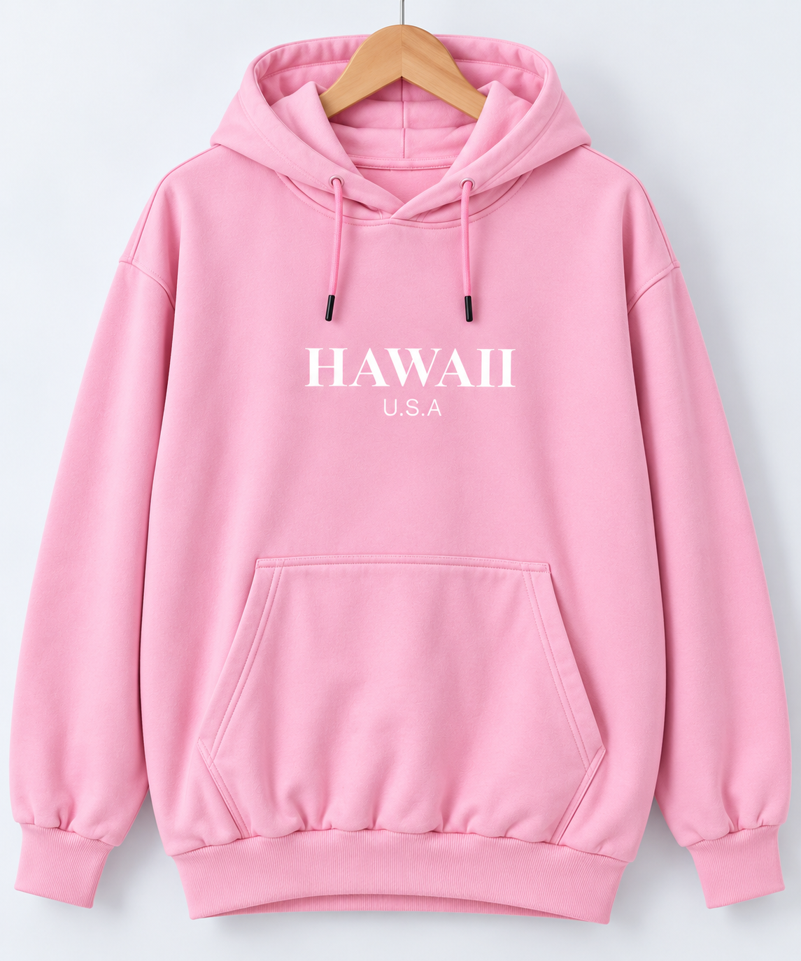 Hawaii U.S.A Print Oversized Hoodie Pink