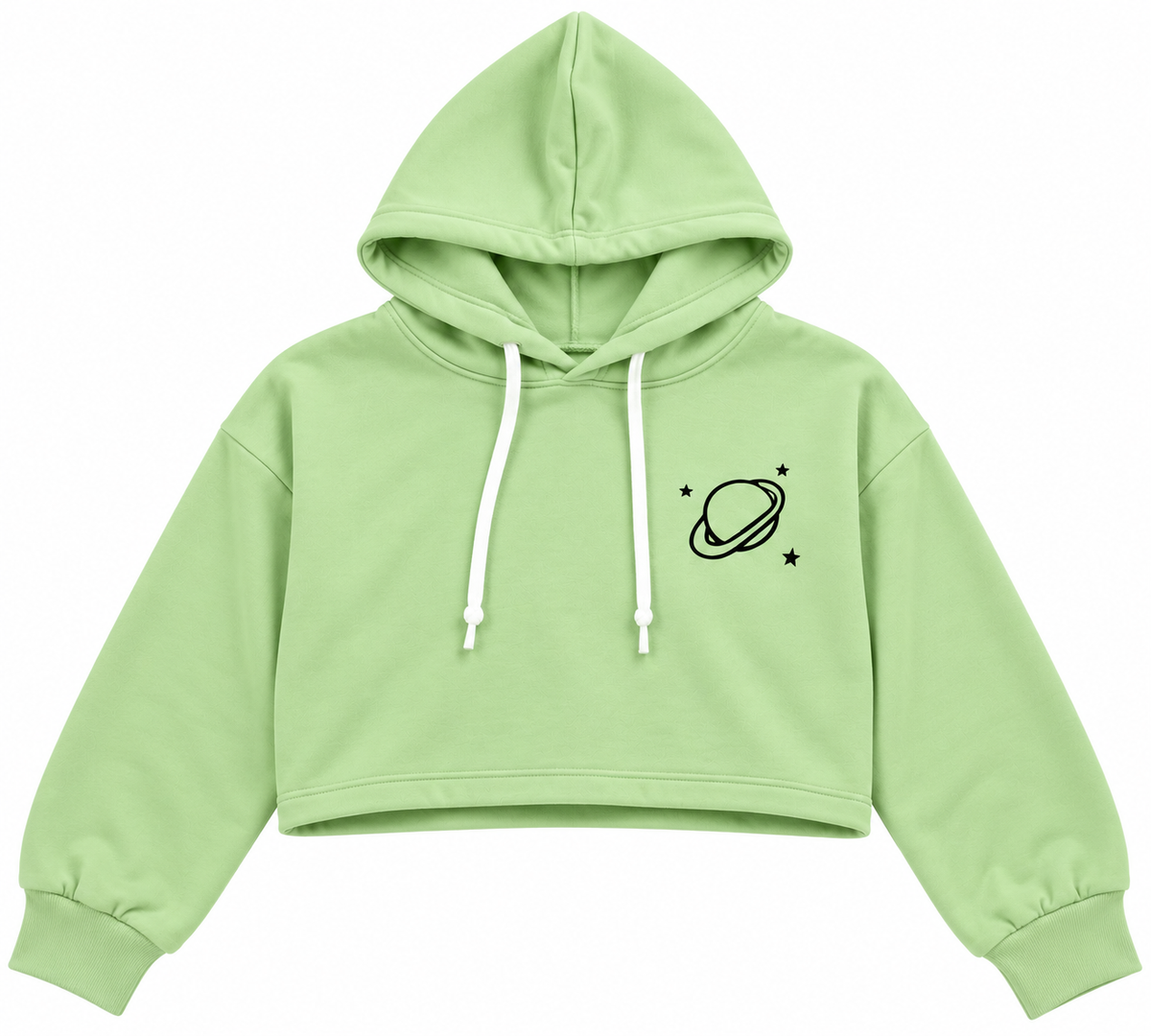 Planet Graphic Cropped Hoodie Pista