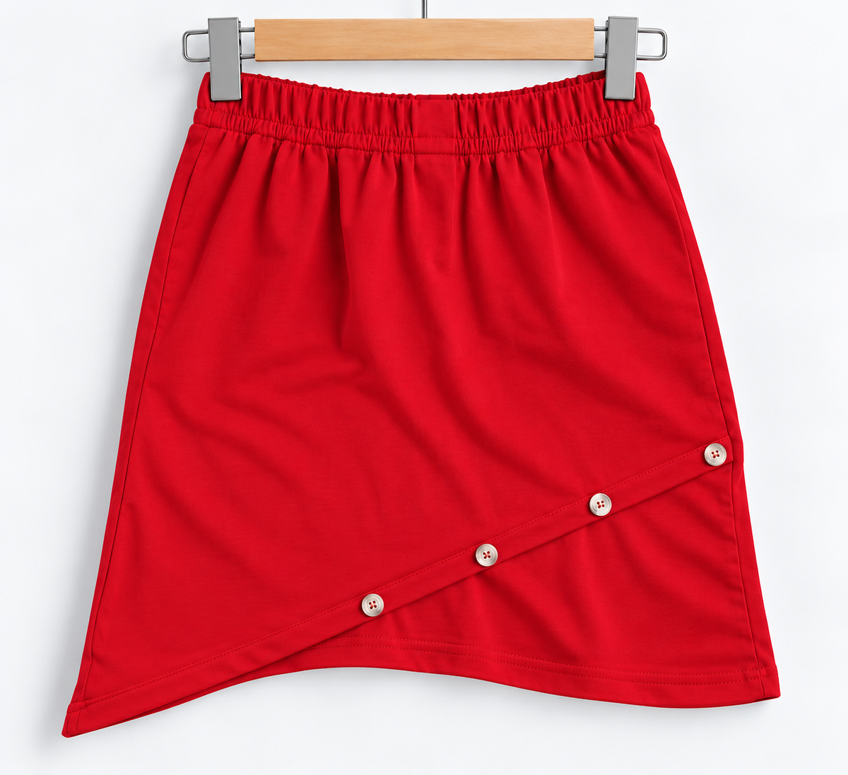 Red Button Detail Skirt