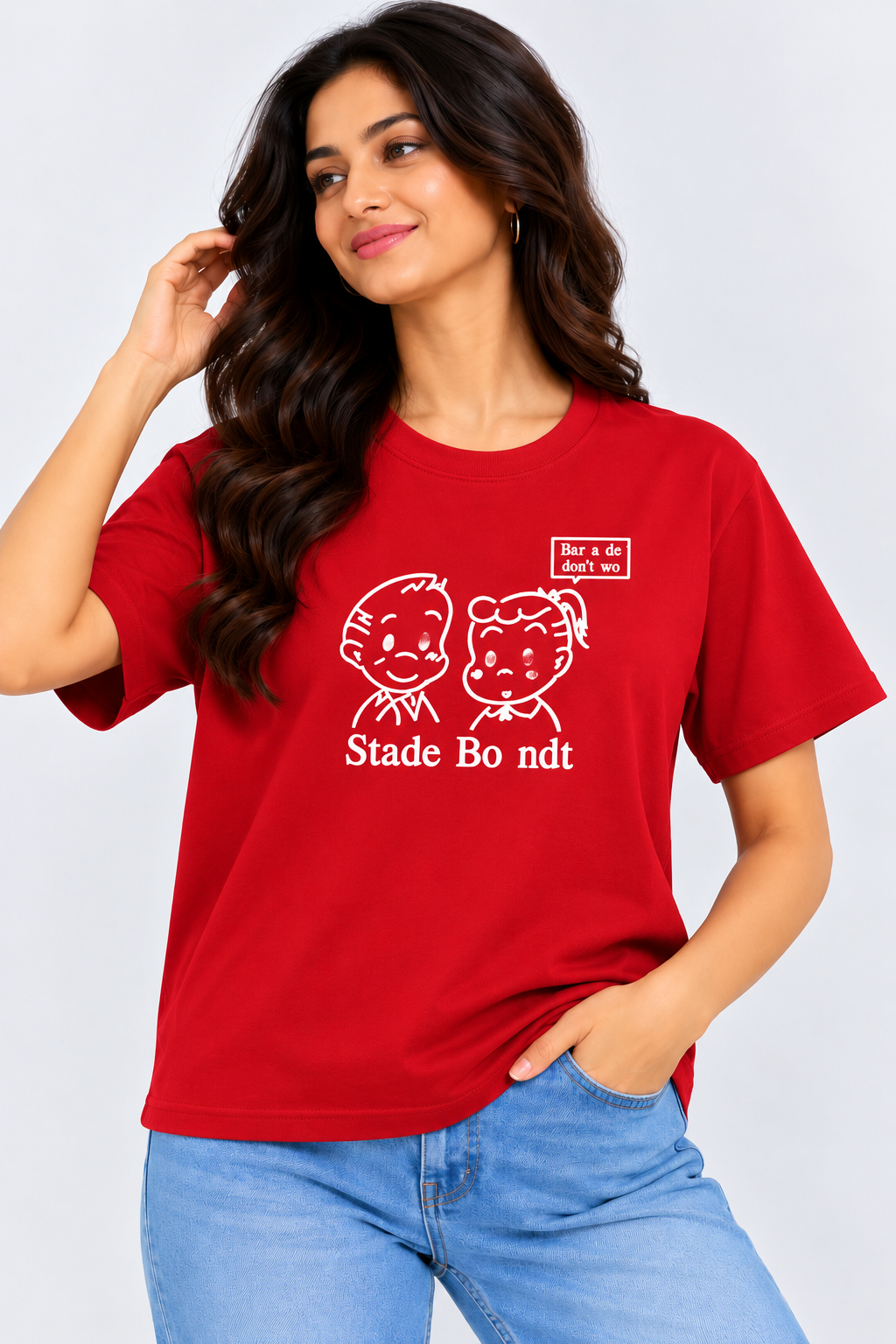 Cute Cartoon Graphic T-Shirt Red