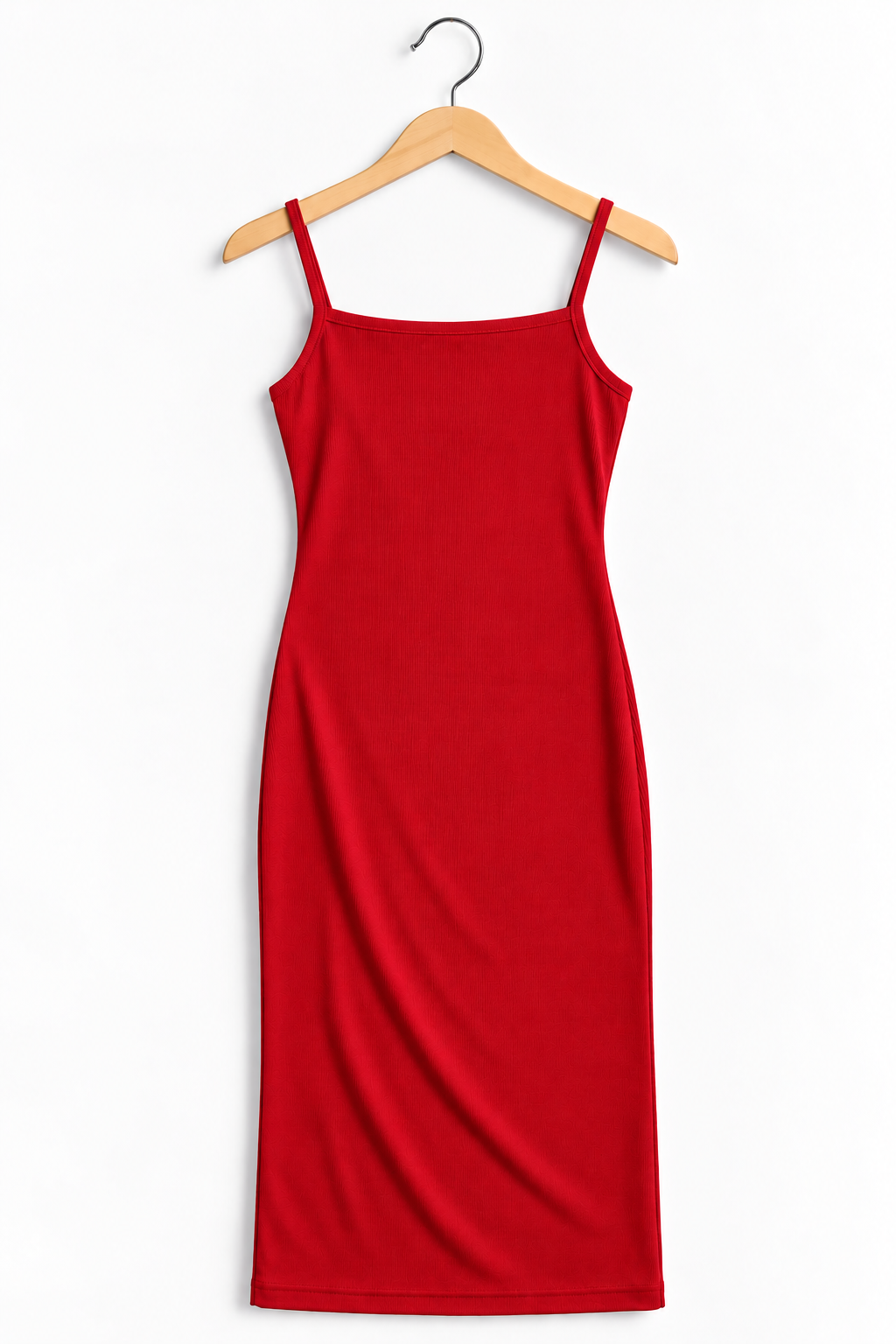 Ribbed Sleeveless Cami Dress Red