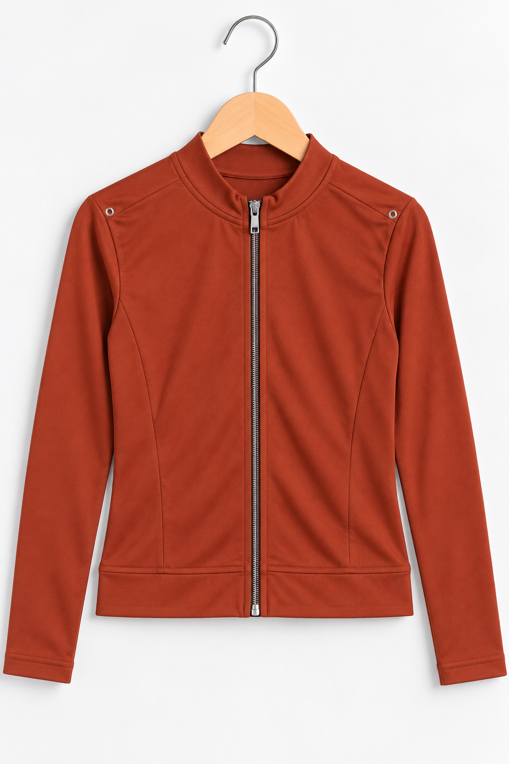 Zipper Full Sleeve Top Jacket Rust