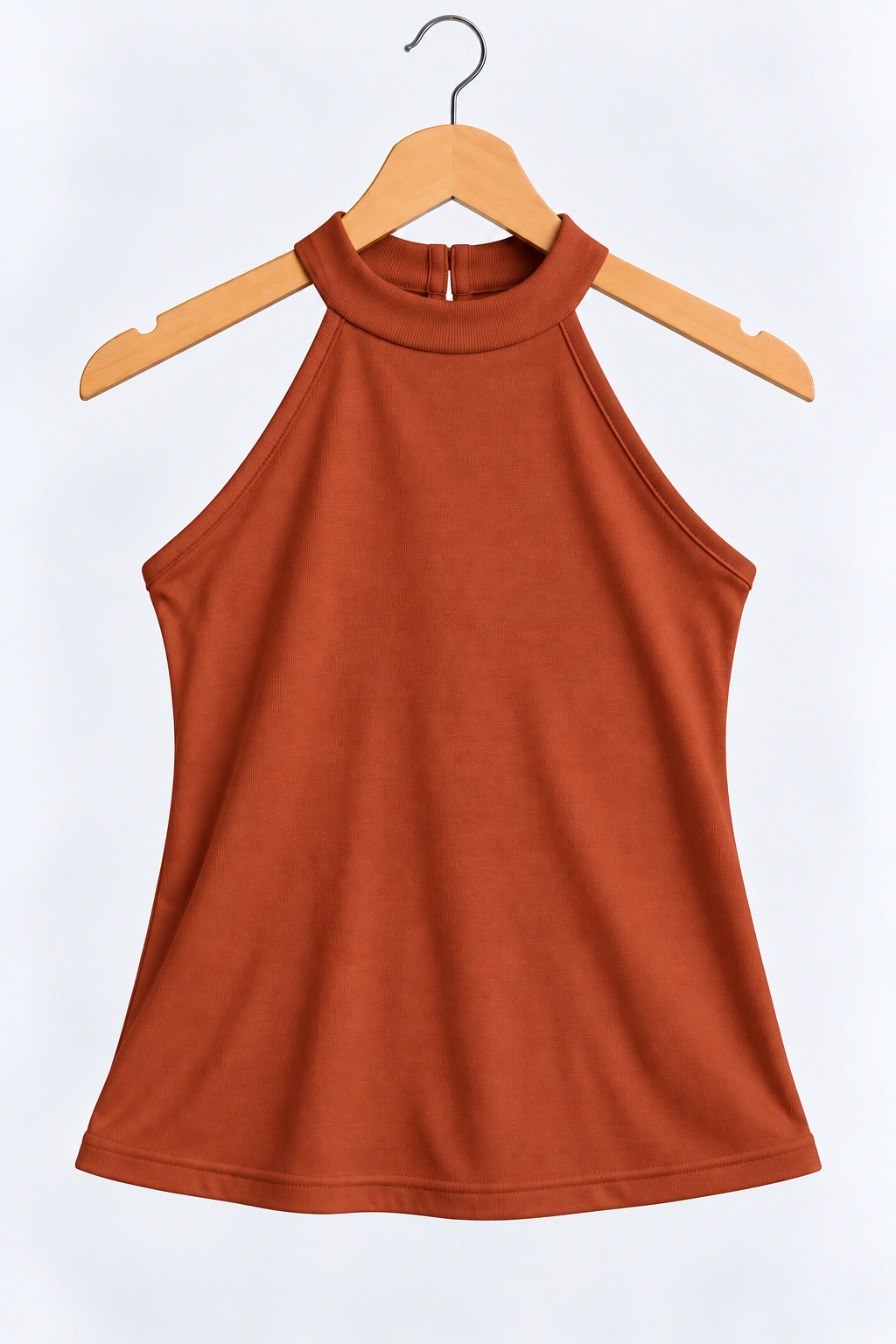 Ribbed Halter Neck Top Rust