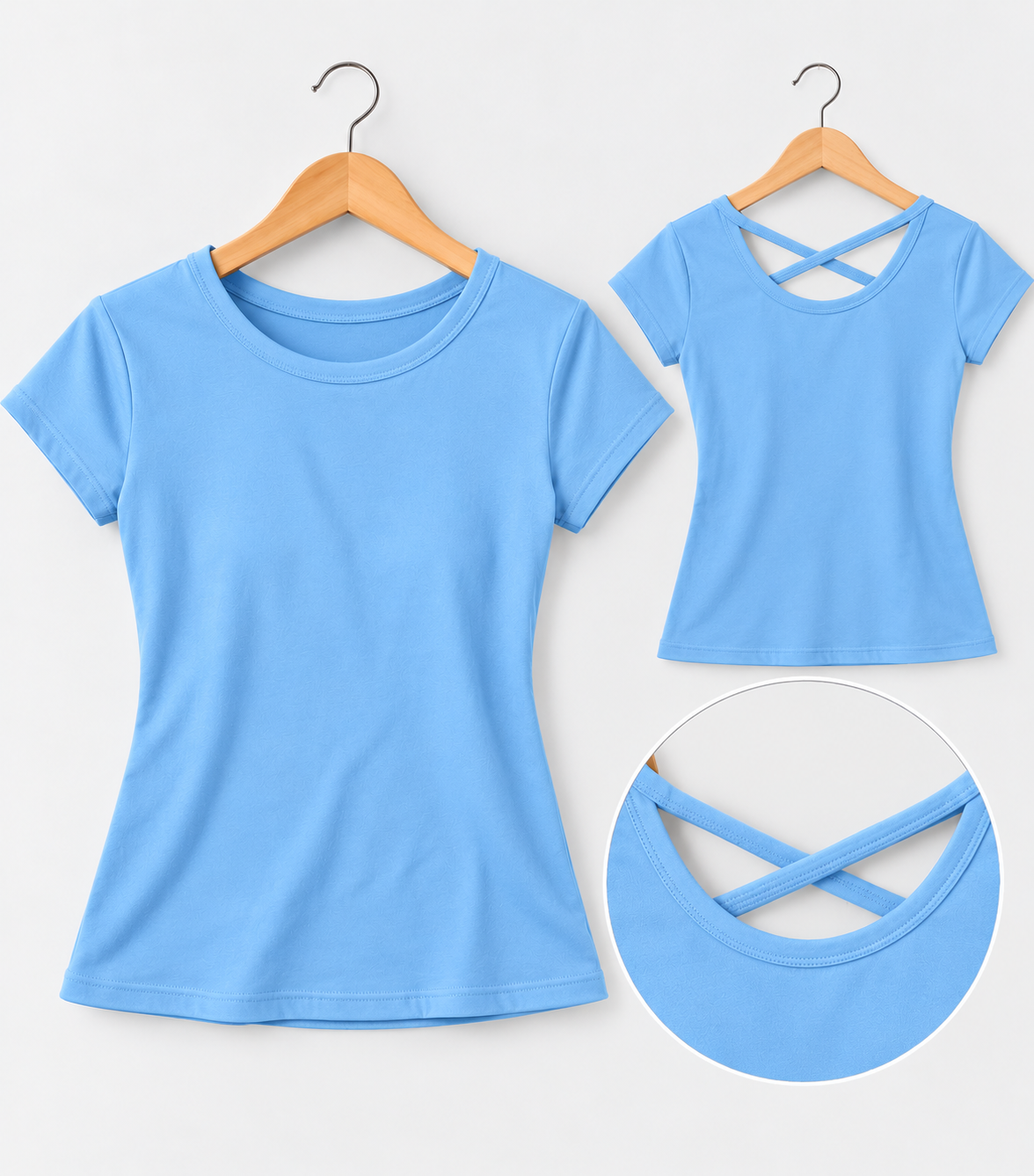 Criss-Cross Back Short-Sleeve Top Sky