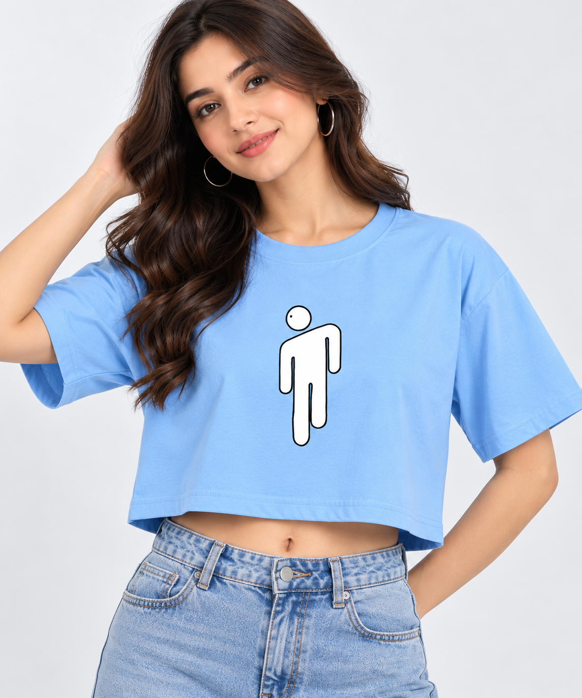 Domo Tomo Graphic Crop T-Shirt Sky Blue