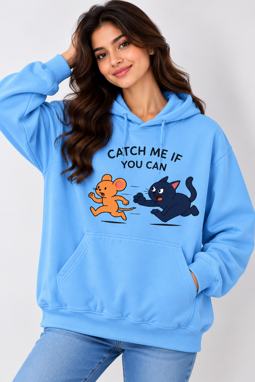 Catch Me If You Can Oversized Hoodie Sky Blue