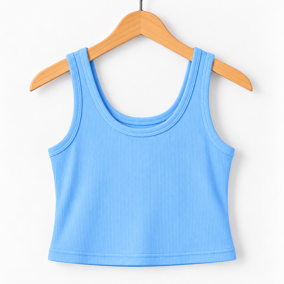 Ribbed Sleeveless Crop Tank Top Sky