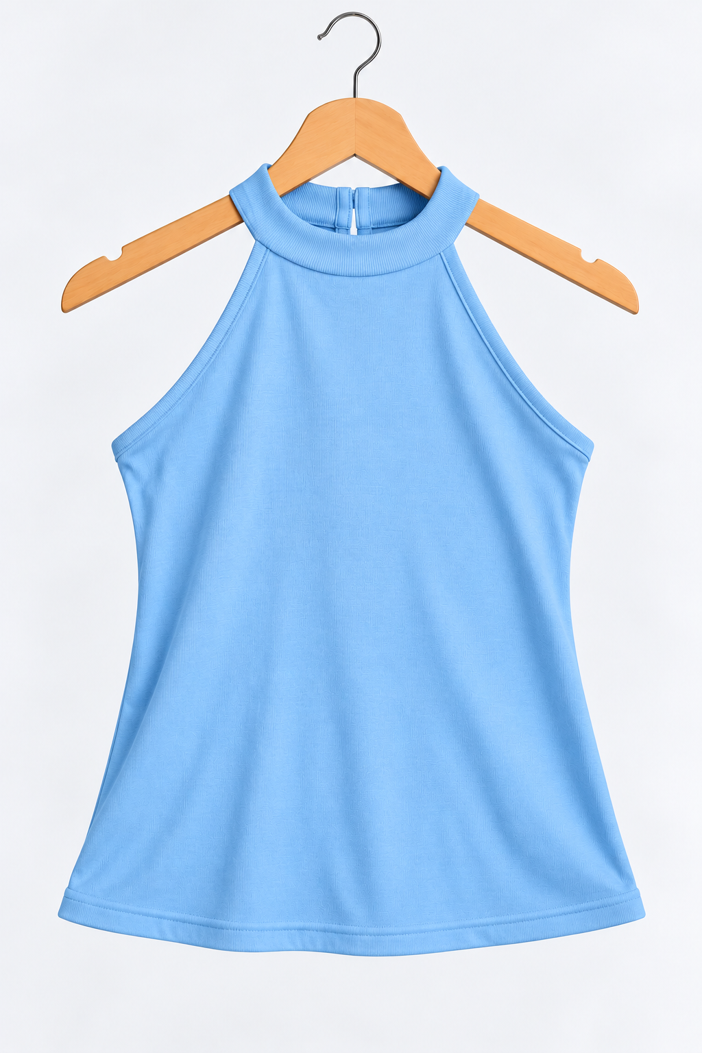 Ribbed Halter Neck Top Sky