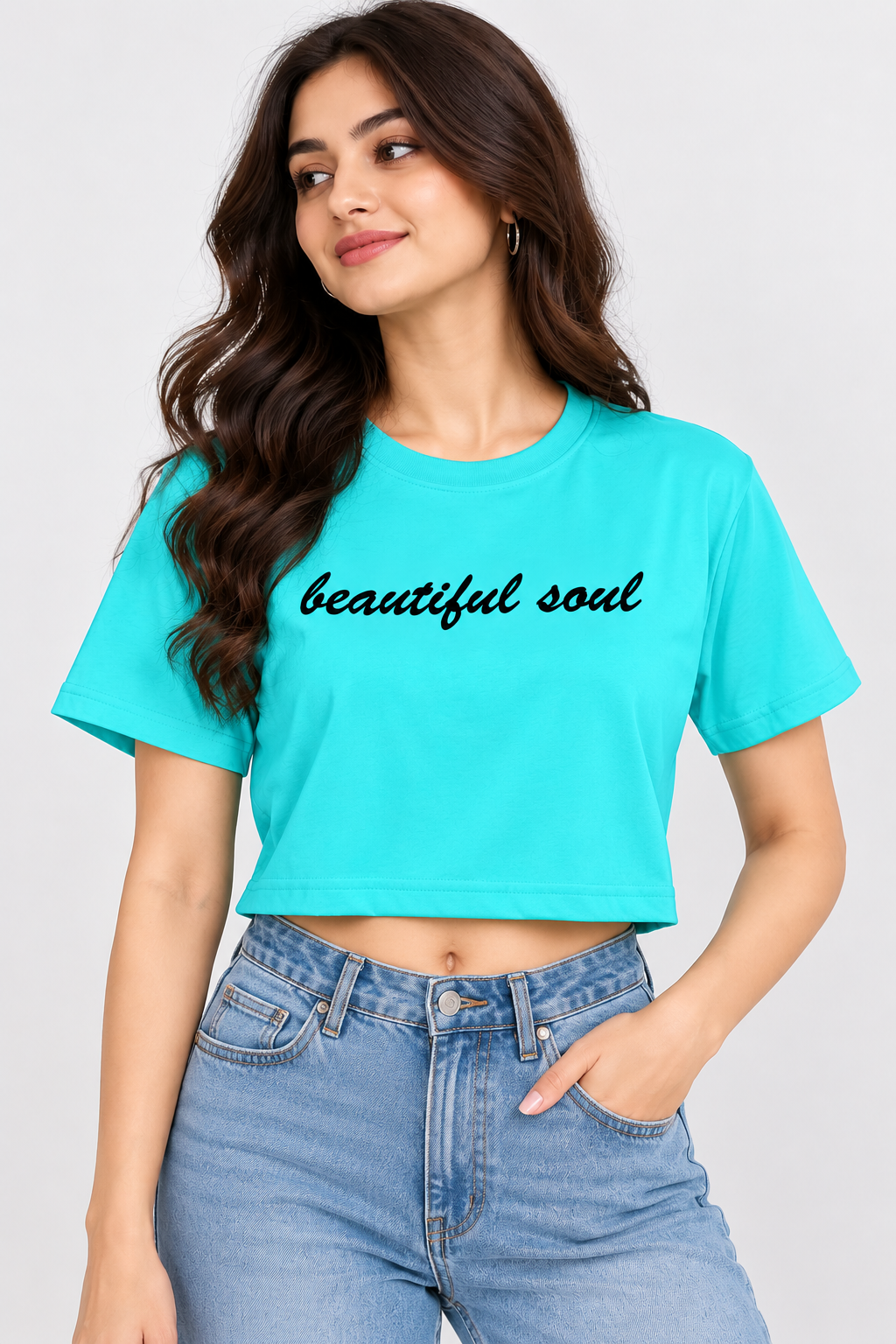 Beautiful Soul Crop T-Shirt Sky Blue
