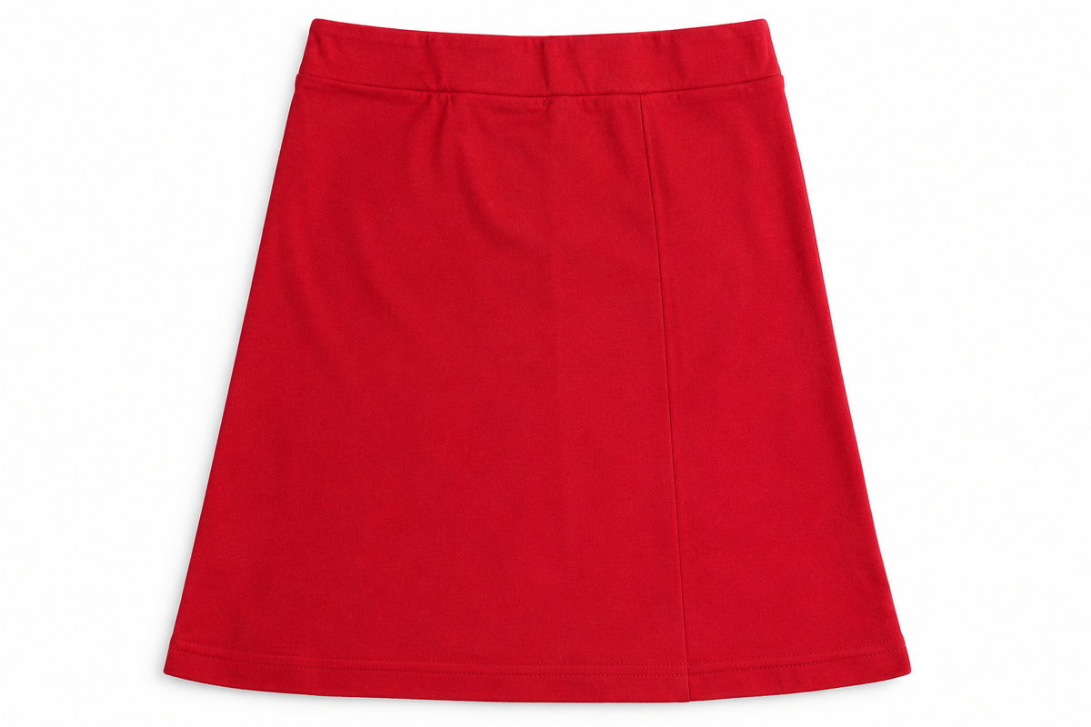 Ribbed A-Line Skirt Red