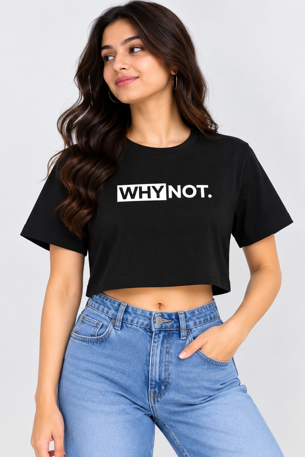 WHY Not Crop T-Shirt Black