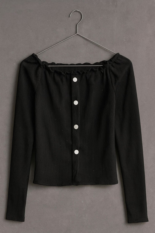 Off shoulder button top