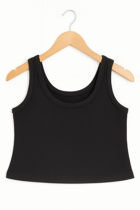 Broad neck round tank top