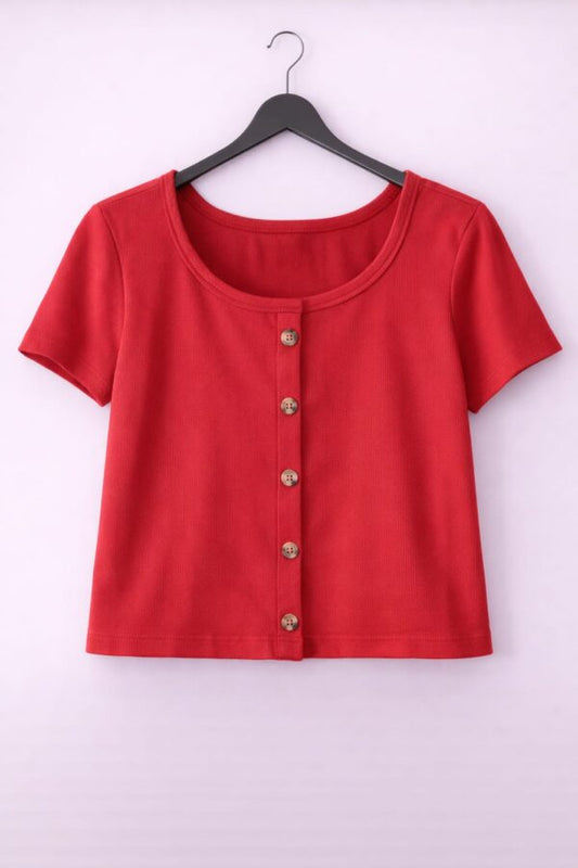 Half sleeves button top