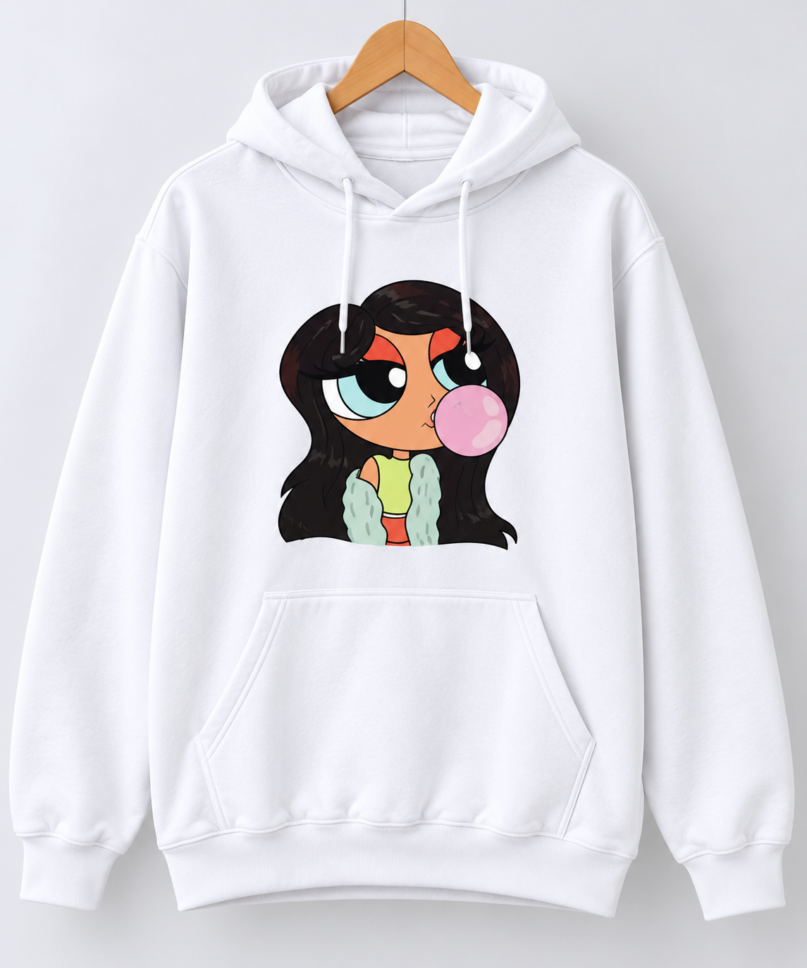 Bubblegum Girl Graphic Oversized Hoodie White