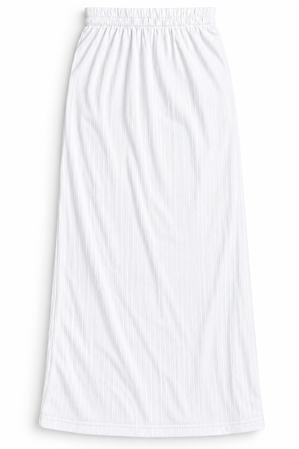 Ribbed Maxi Skirt White