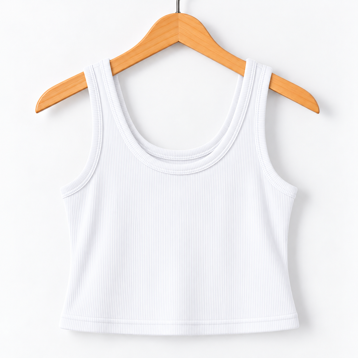 Ribbed Sleeveless Crop Tank Top White
