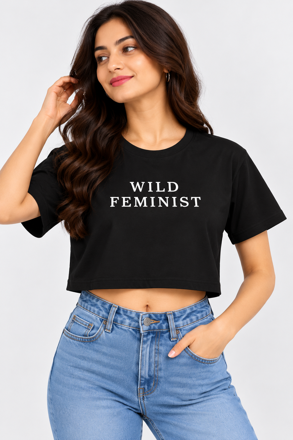 Wild Feminist Crop T-Shirt Black