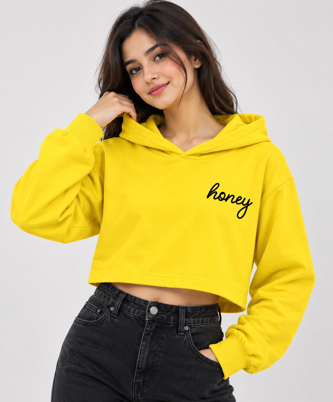 Honey Cropped Hoodie Yellow