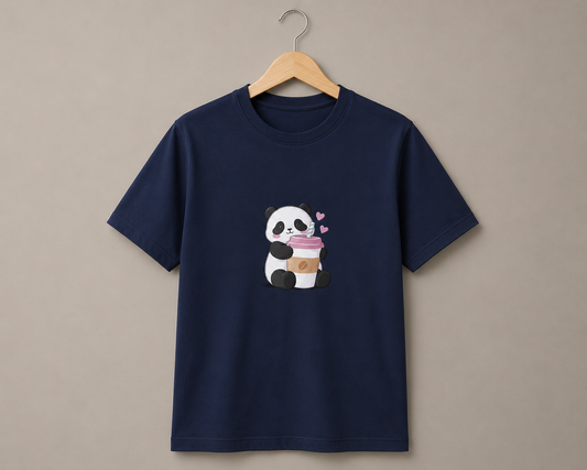 Panda with coffee