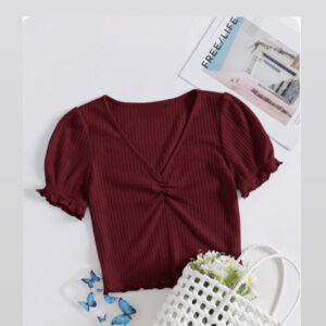 V neck notch half sleeves