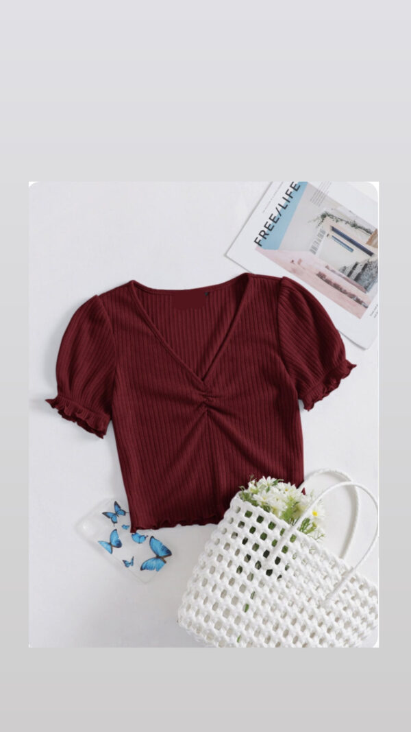 V neck notch half sleeves
