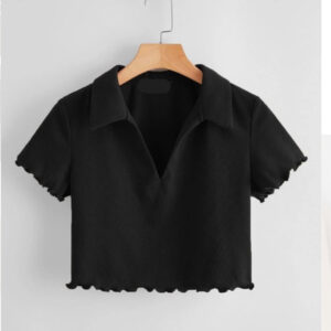 Black Collar Frill Top