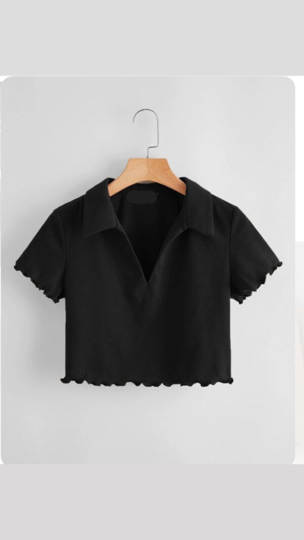 Black Collar Frill Top