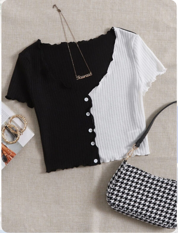 Miss match button top half sleeves