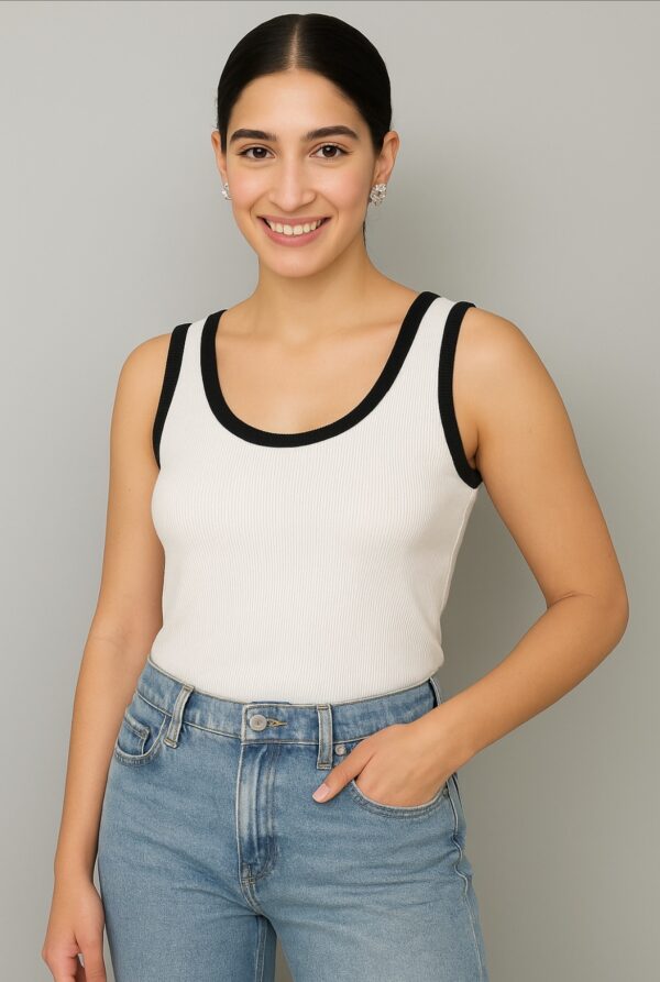 Black White lining Tank