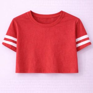 White strip lining crop tee