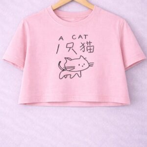 A cat Crop tee