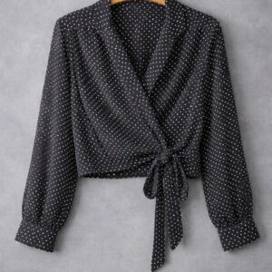 Black Polka Dot Wrap Top