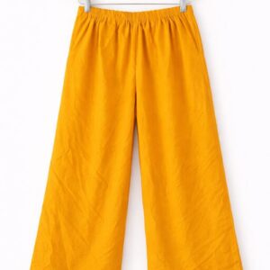 Mustard Scallop Hem Palazzo Pants