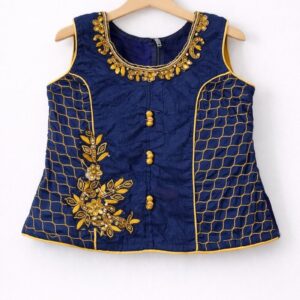 Blue Ethnic Embroidery Top