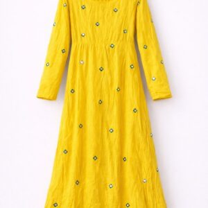 Mustard Yellow Full Sleeve Embellished Dress