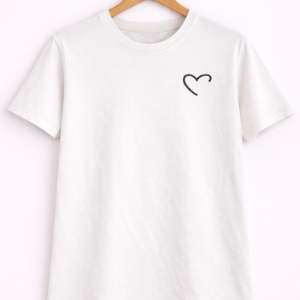 Classic White Love Heart Casual T-Shirt