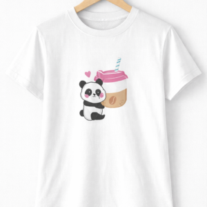 Panda Love Milk Tea Printed T-Shirt