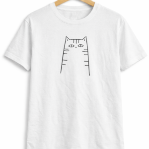 Minimal Cat Line Art Half Sleeve T-Shirt