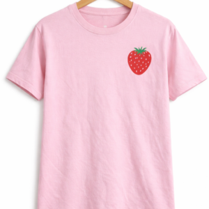 Strawberry Print Pink Half Sleeve T-Shirt