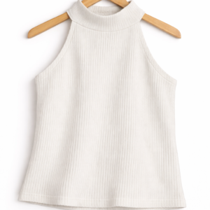 Mock Neck Ribbed Sleeveless Top